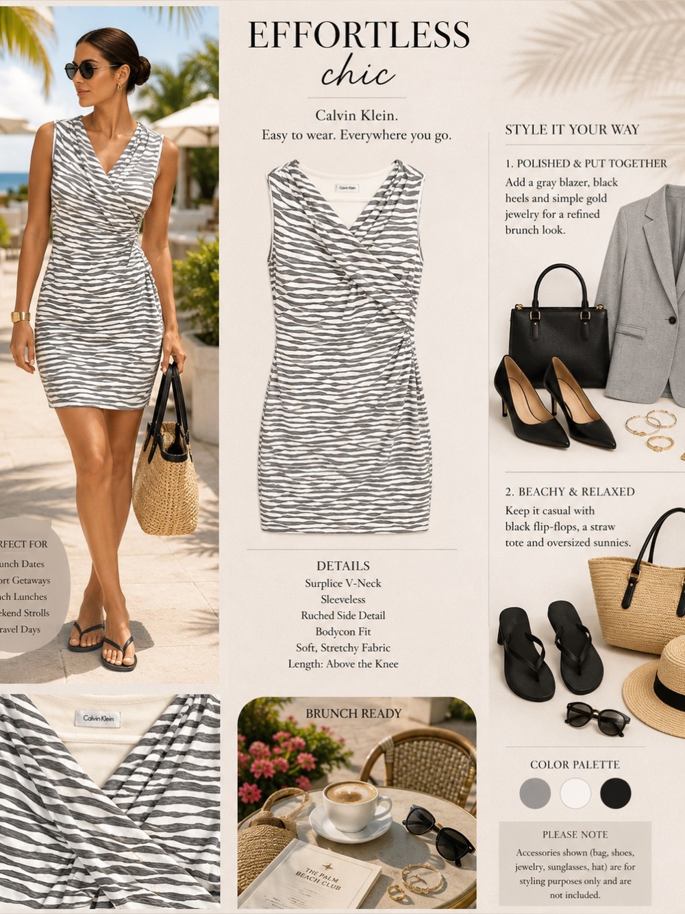 Calvin Klein White Striped textured Dress with side zipper